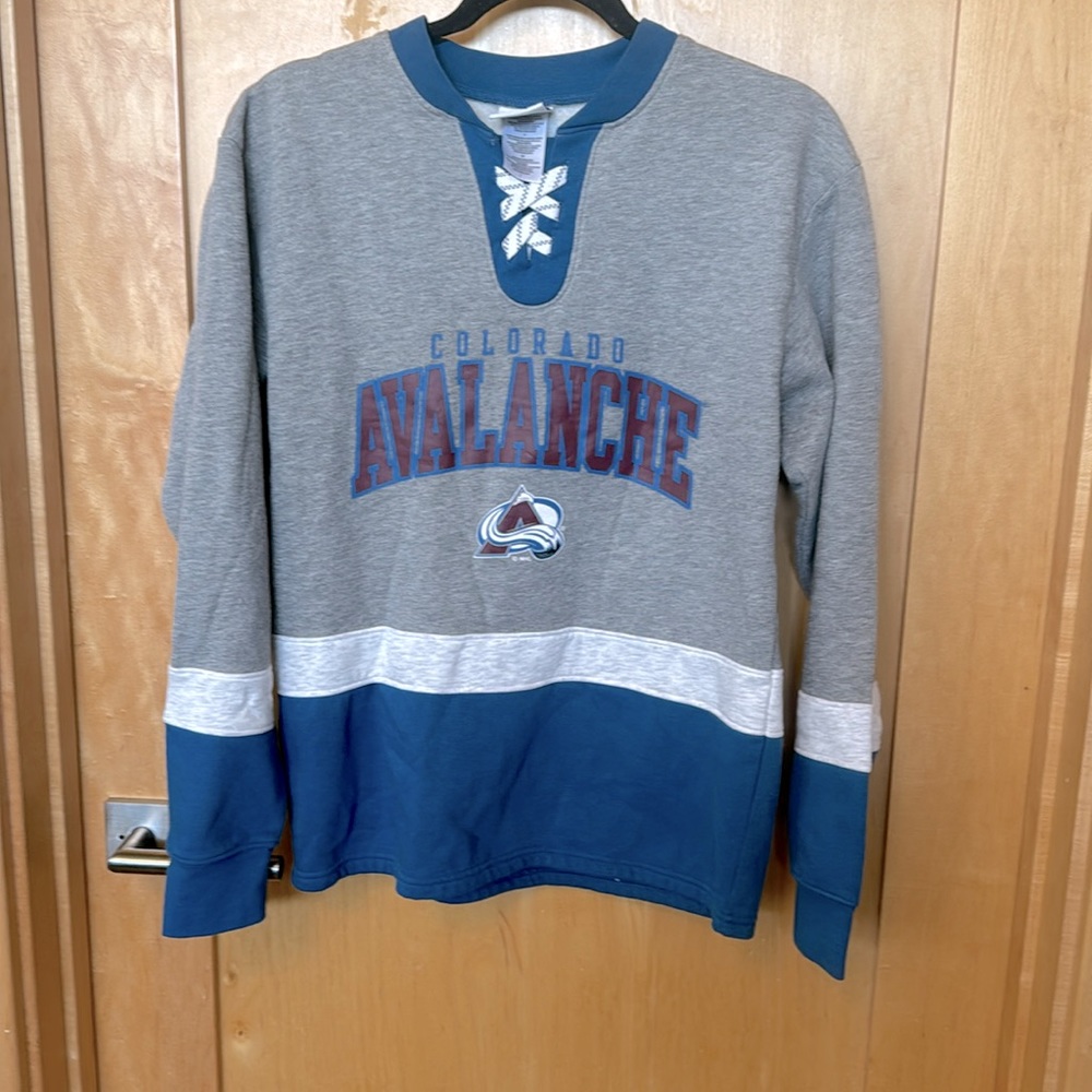 Colorado Avalanche Hockey Lace Collar Crew Neck Sweatshirt size Small